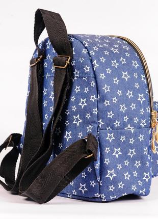 Дитячий стильний джинсовий синій рюкзак для садочка з принтом ...6 фото
