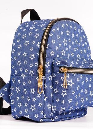 Дитячий стильний джинсовий синій рюкзак для садочка з принтом ...8 фото