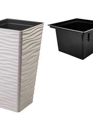 Горщик для квітів sahara slim kwadro-40 сірий form-plastic 397...