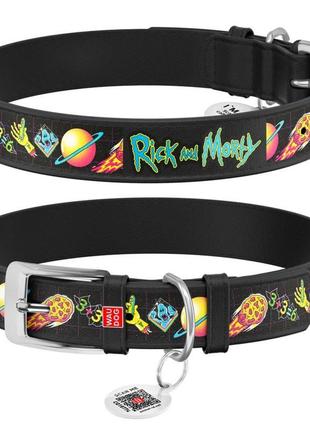 Нашийник для собак шкіряний waudog design з qr паспортом, малю...