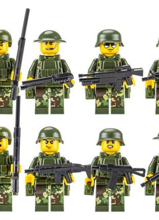 Фігурки чоловічки військові солдати swat зелені в піксель каму...