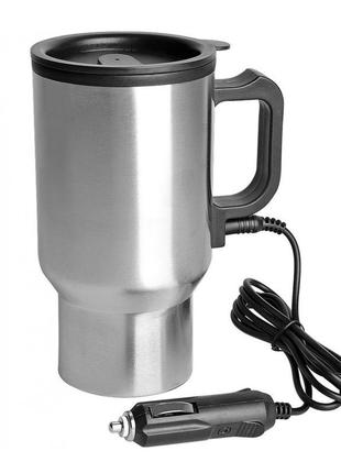 Автомобільна термочашка electric mug з підігрівом 400 мл сріблястий