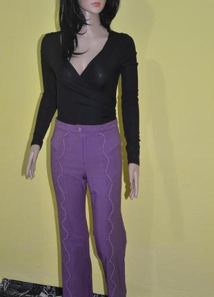 Шикарные фиолетовые брюки клеш со шнуровкой высокая талия фиолетовые шнуровка2 фото