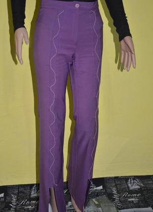 Шикарные фиолетовые брюки клеш со шнуровкой высокая талия фиолетовые шнуровка3 фото