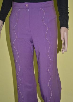 Шикарные фиолетовые брюки клеш со шнуровкой высокая талия фиолетовые шнуровка4 фото
