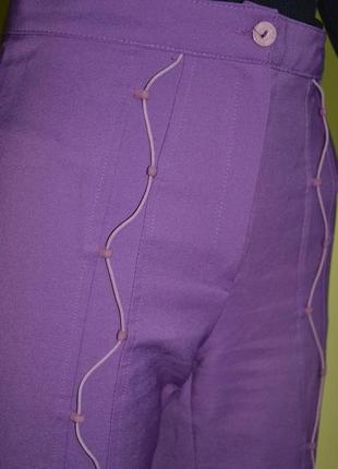 Шикарные фиолетовые брюки клеш со шнуровкой высокая талия фиолетовые шнуровка7 фото