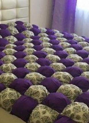 Ковдра бомбон (бонбон) покривало, оборики для ліжка, подушка3 фото