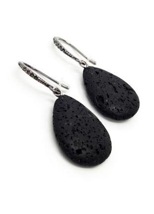 🖤💧сережки краплі з натуральної вулканічної лави
