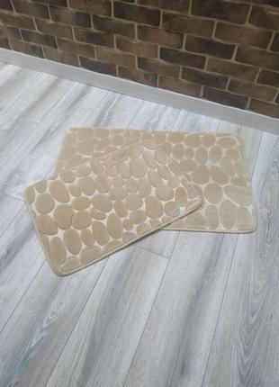 Набір килимків у ванну stone — 2 шт. 80*50 см і 60*40 см.бежев...6 фото