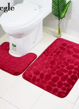 Набір килимків у ванну stone — 2 шт. 50х80 і 40х50. червоний, ...