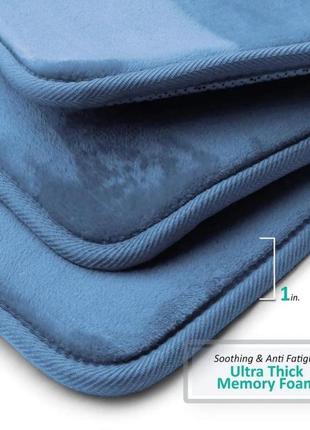 Набір килимків у ванну smooth — 3 шт синій, стильний, антиковз...4 фото