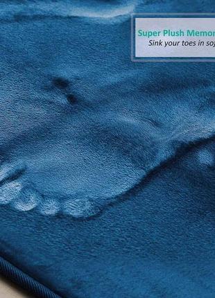Набір килимків у ванну smooth — 3 шт синій, стильний, антиковз...7 фото