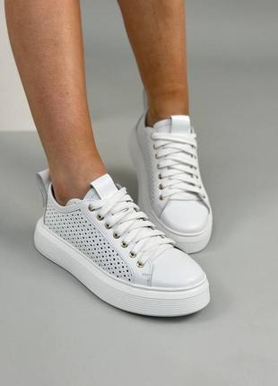 Кеди з перфорацією з натуральної шкіри