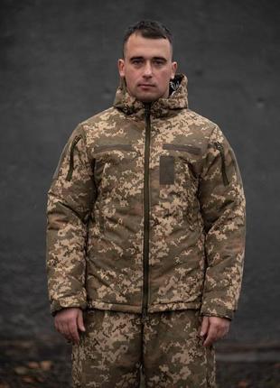 Тактична зимова куртка omni-heat softshell піксель
