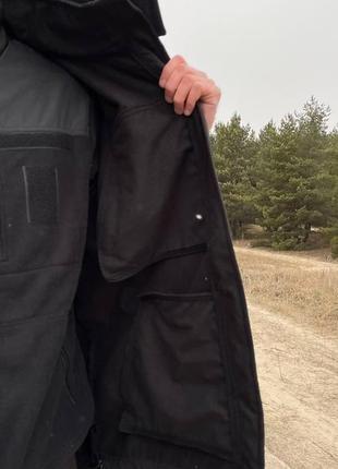 Тактична демісезонна куртка softshell мікрофліс чорна, оригінал6 фото