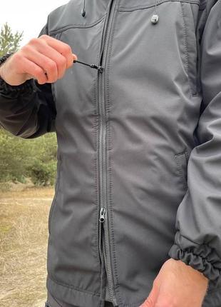 Тактична демісезонна куртка softshell мікрофліс чорна, оригінал8 фото