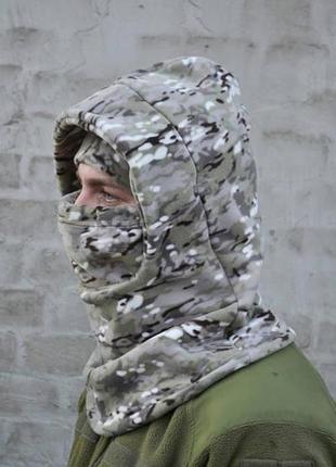 Балаклава флісова регульованою маскою на фіксаторах + шапка-пі...