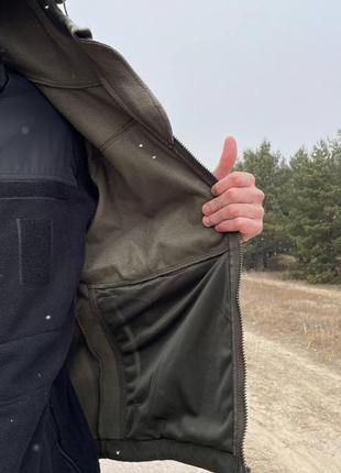 Тактична демісезонна куртка softshell мікрофліс олива, оригінал2 фото