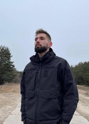 Тактична демісезонна куртка softshell omni-heat чорна, оригінал