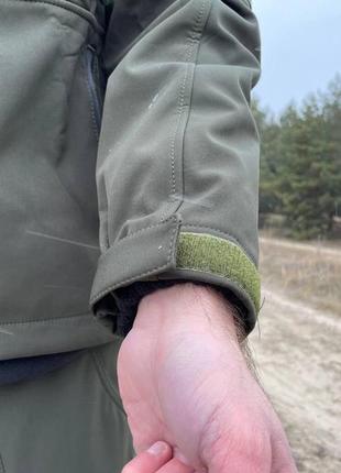 Тактична демісезонна куртка softshell мікрофліс олива, оригінал4 фото
