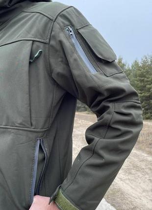 Тактична демісезонна куртка softshell мікрофліс олива, оригінал6 фото