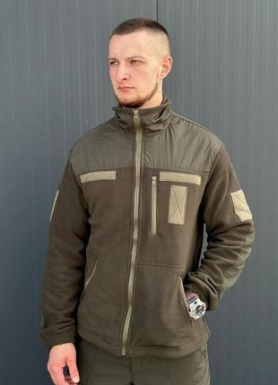 Флісова кофта олива мілітарі