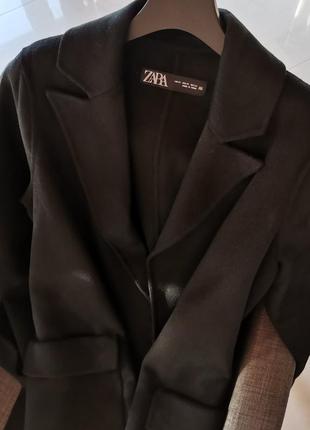 Вовняне пальто з поясом zara6 фото