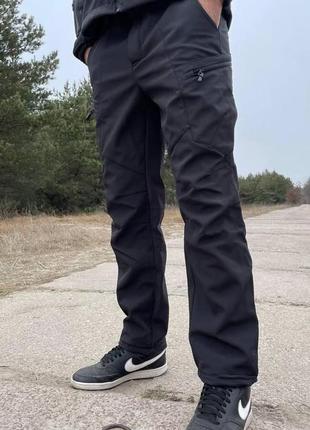 Штани демісезонні softshell на флісі, чорні, оригінал