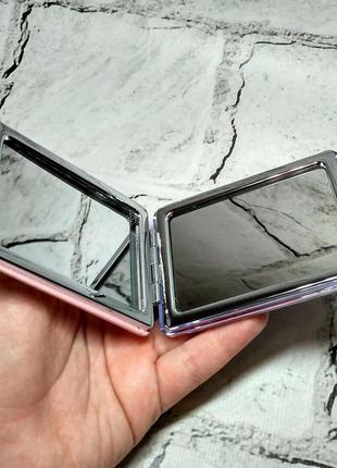 Зеркало карманное косметическое единорог жидкие блестки прямоугольное a23-32 фото