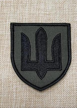 Шеврон олива "тризуб - чорний "