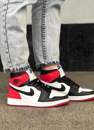 Кроссовки женские найк nike air jordan 1 retro black red5 фото