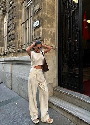 Костюм льон брючний топ брюки