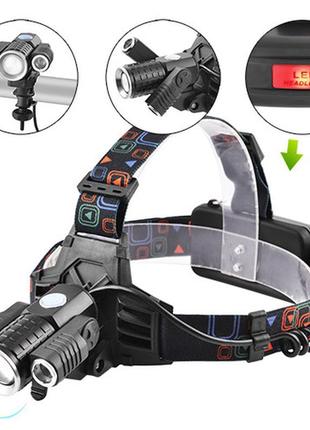 Ліхтар налобний police w602-t6+2xpe (нахил), зу 220v/12v, 2x18...