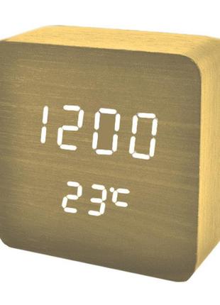 Годинник мережеві vst-872-6 білі, (корпус жовтий) usb