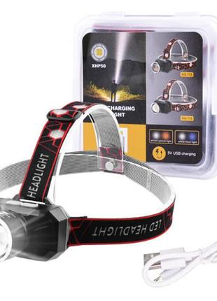 Ліхтар налобний police 725-2p50 (yellow + blue), зу microusb, ...