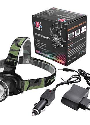 Ліхтар налобний police 6807-xpe, зу 220v/12v, вбудований акуму...