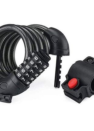 Замок велосипедний jq-s7 спіральний кодовий з кріпленням, 11x1...