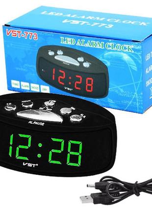 Годинник мережеві настільні vst-773-4, зелені, usb