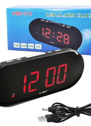 Годинник мережеві vst-717-1 червоні, usb