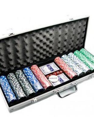Покерний набір в алюмінієвому кейсі на 500 фішок без номіналу ...