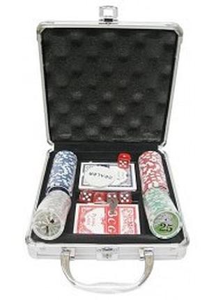 Покерний набір на 100 фішок з номіналом в металевому кейсі №100n