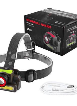 Ліхтар налобний police 8808/6908-xpe+cob, вбудований акумулято...