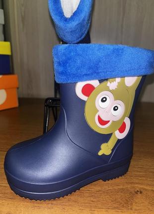 Сині гумові чобітки для дівчинки для хлопчика 13 см2 фото