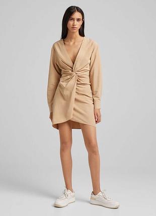 Лляна коротка сукня bershka