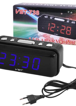Годинник мережеві vst-738-5 сині, 220v