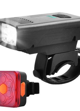 Ліхтар велосипедний yc-1803-2-xpe, габарит 6led, зу micro usb,...