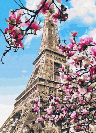 Картина по номерам. brushme "цветение магнолий в париже" gx32320, 40х50 см