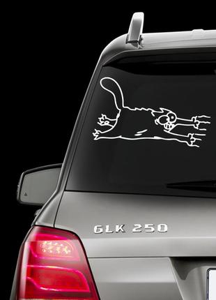 Наклейка на авто "прикольний кіт" розмір 25х15см будь-яка наклейка, напис або зображення під замовлення.