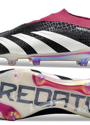 Бутси adidas predator fg black&white адідас предатор fg біло-чорні футбольне взуття з шипами біло-чорного кольору унісекс