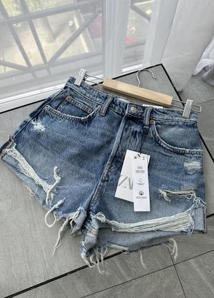 Рваные джинсовые шорты зара2 фото